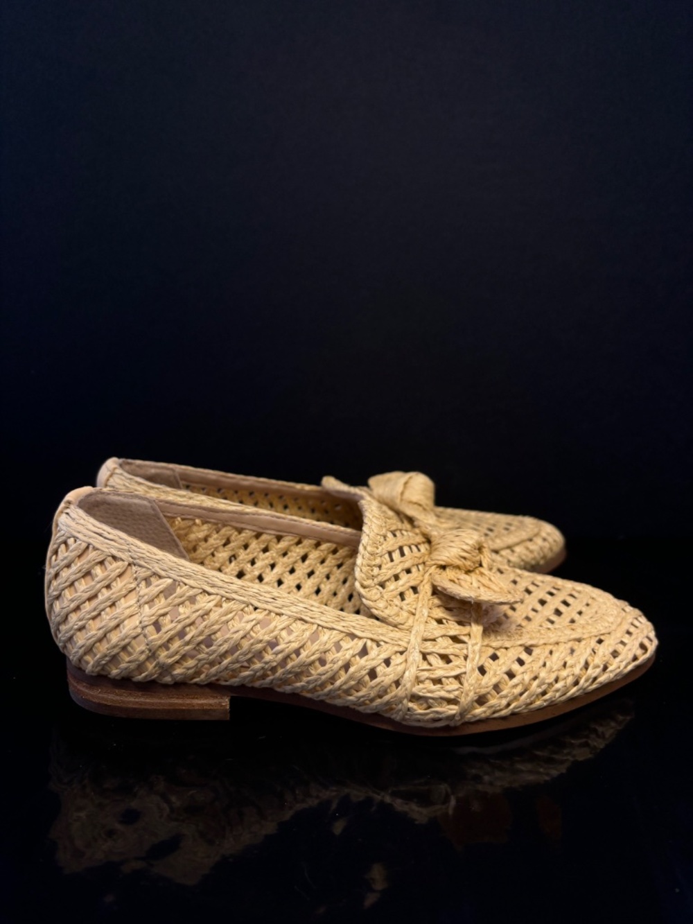 Charles David NWOB Raffia Woven Loafer Flats Knot Natural Tan Size 6 - Picture 4 of 14